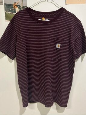 Carhartt Striped Pocket Tee - Dark Plum
